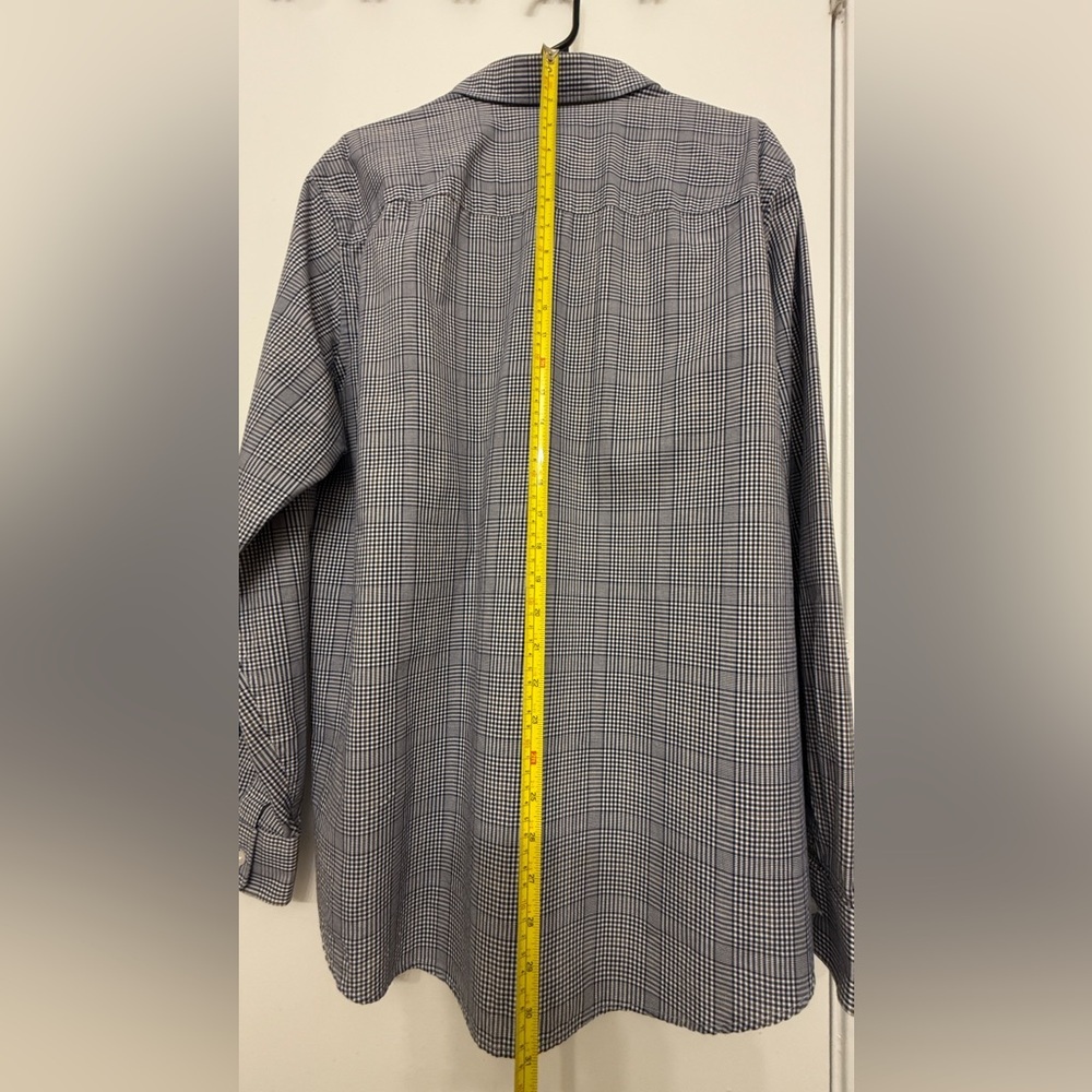Michael Kors Men XL Blue Check Button Down Shirt Long Sleeve Cotton - Picture 6 of 6